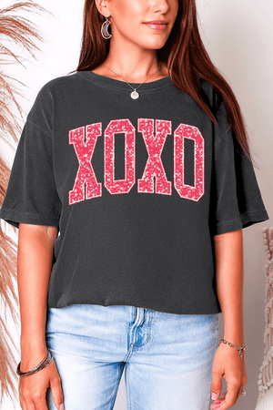 Faux Glitter XOXO Comfort Colors Adult Ring - Spun Cotton Tee - Wholesale Accessory Market