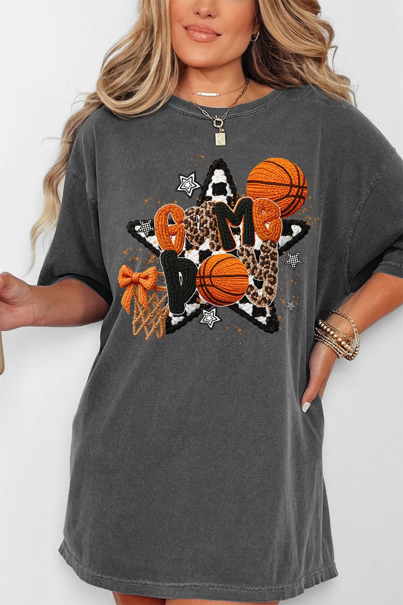 Faux Yarn Basketball Game Day Comfort Colors Adult Ring - Spun Cotton Tee - Wholesale Accessory Market