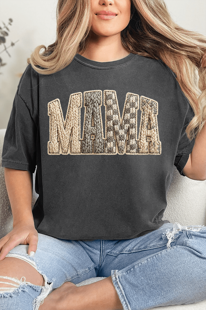 Faux Yarn Check Mama Comfort Colors Adult Ring - Spun Cotton Tee - Wholesale Accessory Market