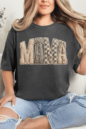 Faux Yarn Check Mama Comfort Colors Adult Ring - Spun Cotton Tee - Wholesale Accessory Market