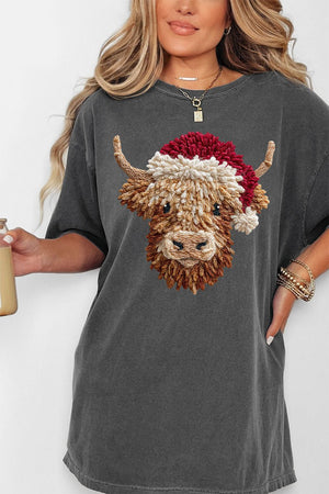 Faux Yarn Highland Cow Comfort Colors Adult Ring - Spun Cotton Tee - Wholesale Accessory Market