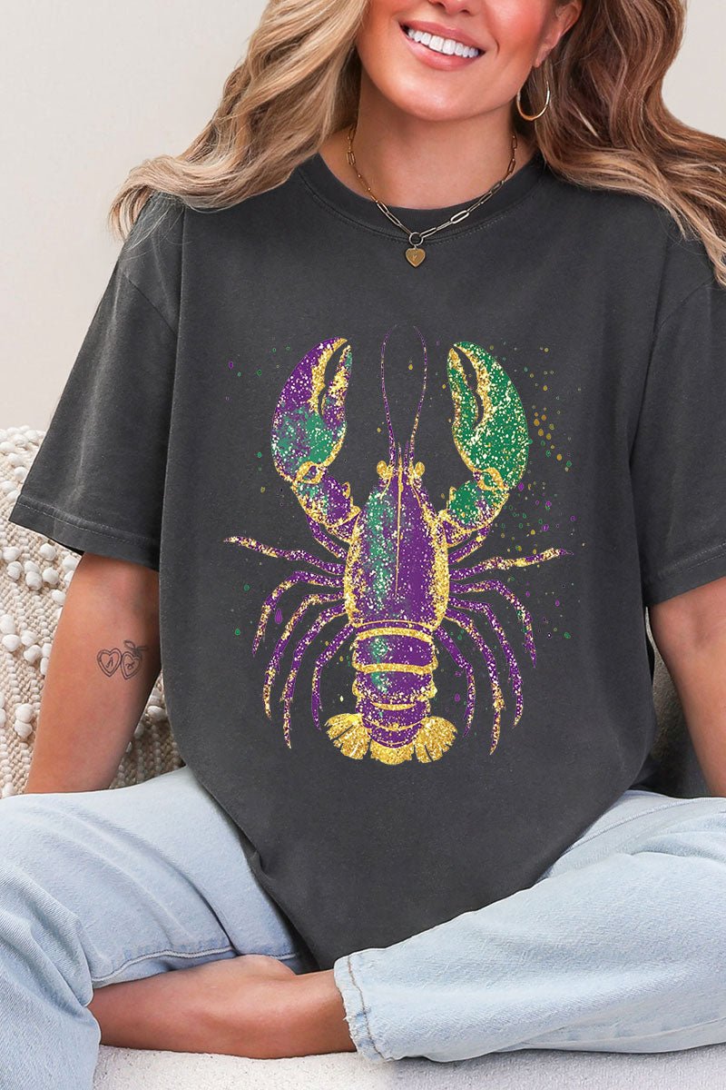 Glitzy Gras Crawfish Comfort Colors Adult Ring - Spun Cotton Tee - Wholesale Accessory Market