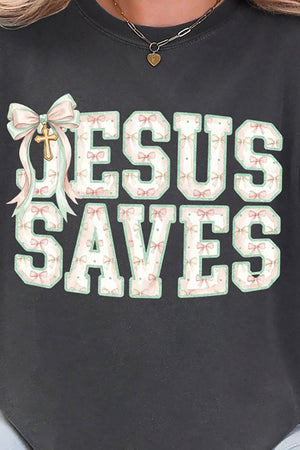 Jesus Saves Coquette Cross Comfort Colors Adult Ring - Spun Cotton Tee - Wholesale Accessory Market