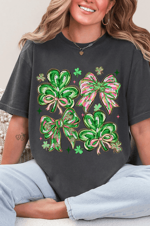 Lucky Luxe Bows Comfort Colors Adult Ring - Spun Cotton Tee - Wholesale Accessory Market