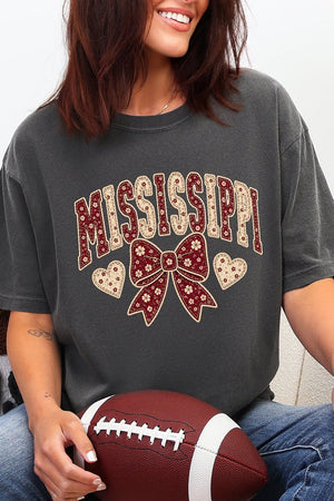 Mississippi Blooming Bow Comfort Colors Adult Ring-Spun Cotton Tee - Wholesale Accessory Market