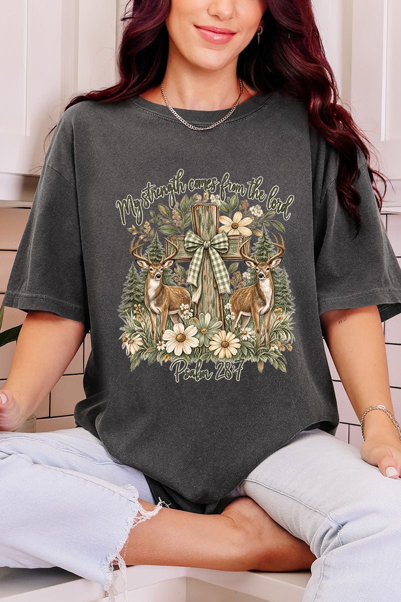 My Strength Woodland Deer Comfort Colors Adult Ring-Spun Cotton Tee - Wholesale Accessory Market