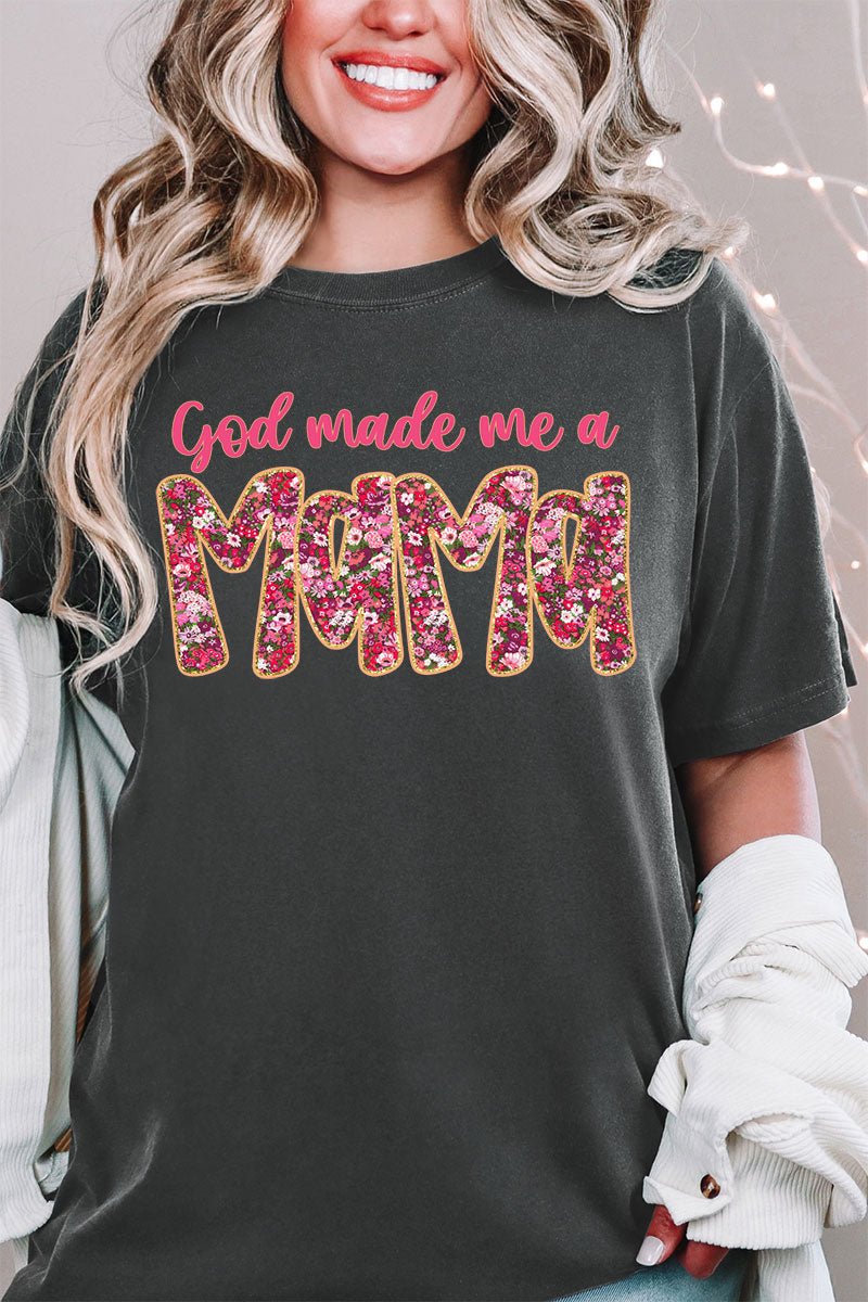 Pink God Made Me A Mama Comfort Colors Adult Ring - Spun Cotton Tee - Wholesale Accessory Market