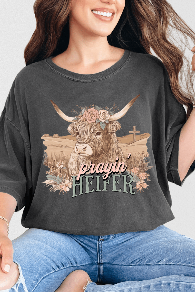 Prayin' Heifer Comfort Colors Adult Ring - Spun Cotton Tee - Wholesale Accessory Market