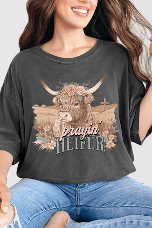 Prayin' Heifer Comfort Colors Adult Ring - Spun Cotton Tee - Wholesale Accessory Market