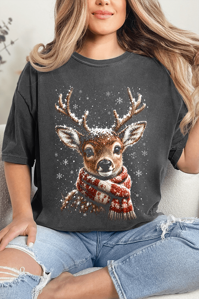 Snow Kissed Reindeer Comfort Colors Adult Ring-Spun Cotton Tee - Wholesale Accessory Market