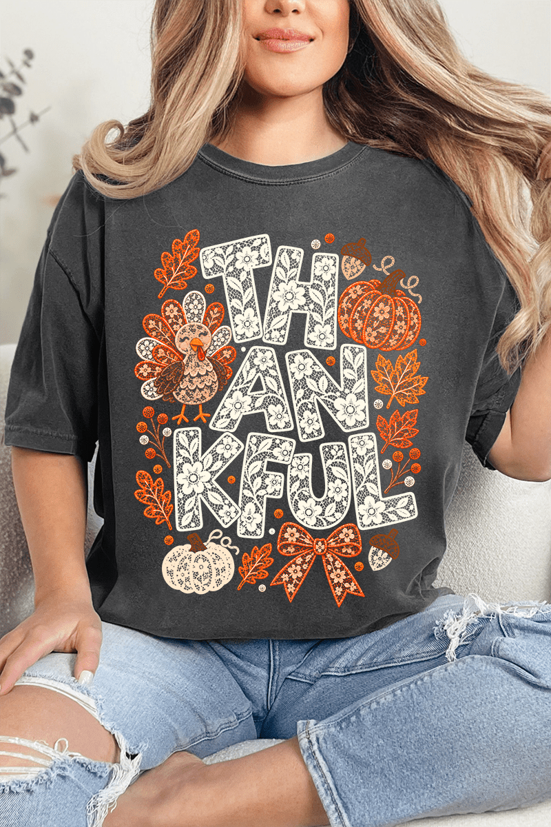 Thankful Lacework Comfort Colors Adult Ring-Spun Cotton Tee - Wholesale Accessory Market