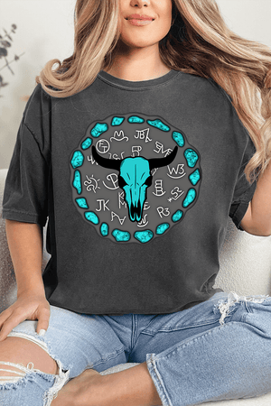 Turquoise Steer Stone Comfort Colors Adult Ring - Spun Cotton Tee - Wholesale Accessory Market