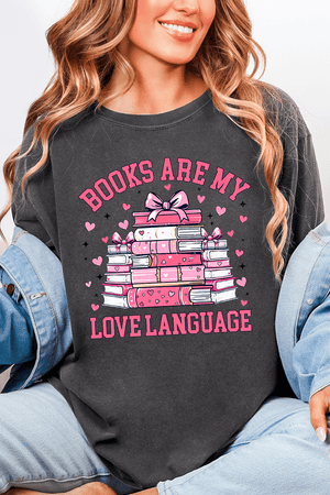 Valentine Books Are My Love Language Comfort Colors Adult Ring - Spun Cotton Tee - Wholesale Accessory Market