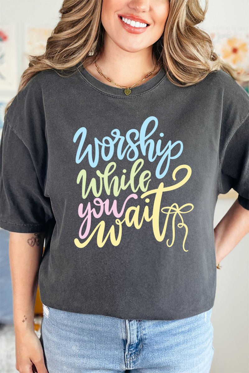Worship While You Wait Comfort Colors Adult Ring - Spun Cotton Tee - Wholesale Accessory Market