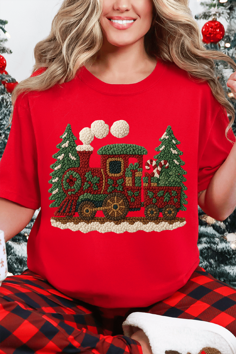 Faux Yarn Mistletoe Express Comfort Colors Adult Ring - Spun Cotton Tee - Wholesale Accessory Market