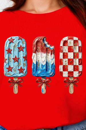 Painted Patriotic Popsicles Comfort Colors Adult Ring - Spun Cotton Tee - Wholesale Accessory Market