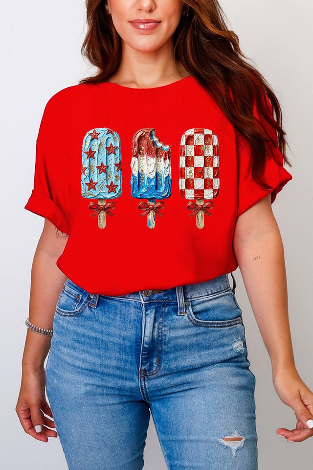 Painted Patriotic Popsicles Comfort Colors Adult Ring - Spun Cotton Tee - Wholesale Accessory Market