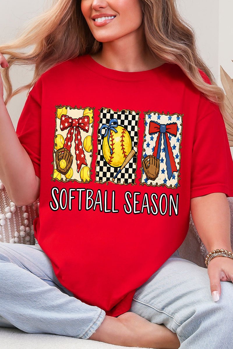 Softball Season Ribbon Comfort Colors Adult Ring - Spun Cotton Tee - Wholesale Accessory Market