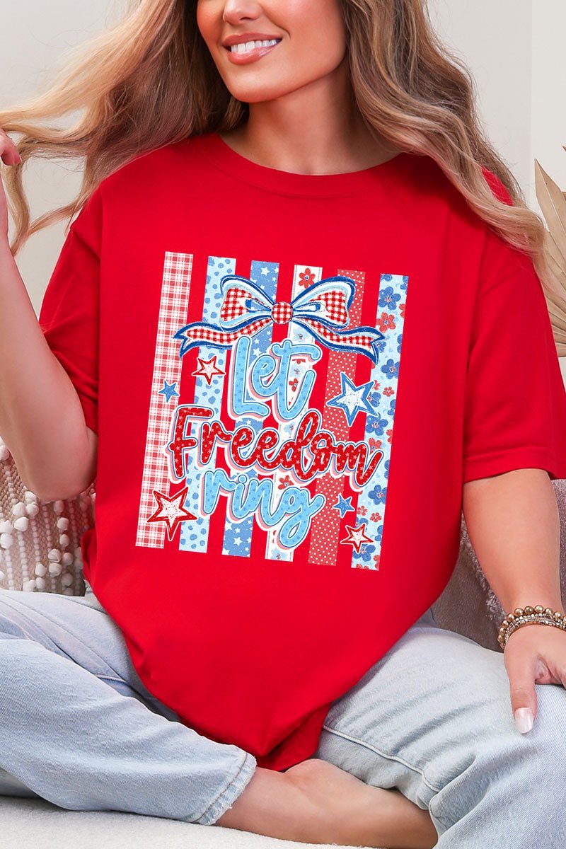 Striped Coquette Let Freedom Ring Comfort Colors Adult Ring - Spun Cotton Tee - Wholesale Accessory Market
