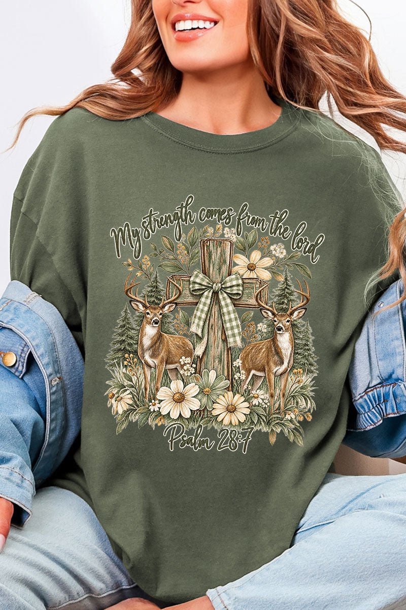 My Strength Woodland Deer Comfort Colors Adult Ring-Spun Cotton Tee - Wholesale Accessory Market