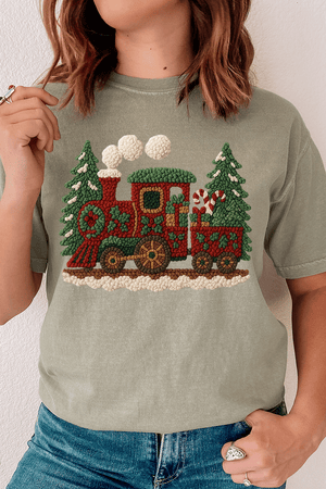 Faux Yarn Mistletoe Express Comfort Colors Adult Ring - Spun Cotton Tee - Wholesale Accessory Market