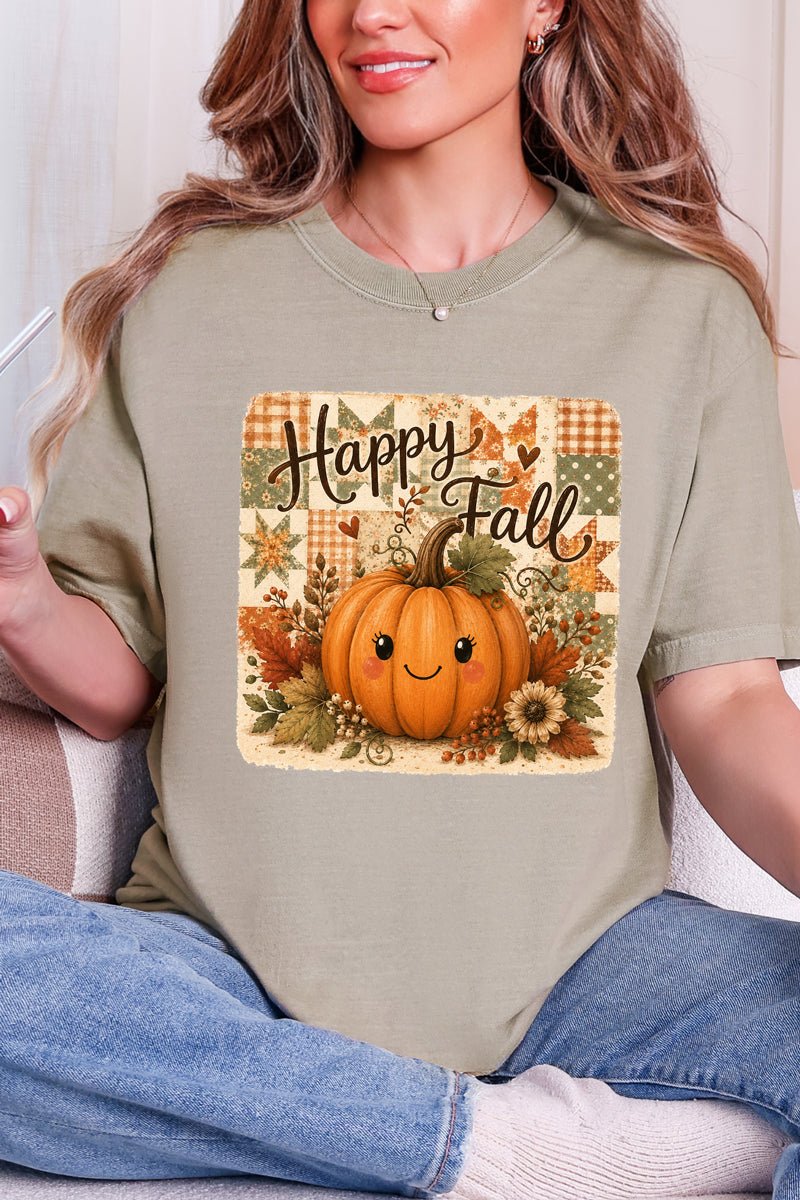 Happy Pumpkin Patchwork Comfort Colors Adult Ring-Spun Cotton Tee - Wholesale Accessory Market