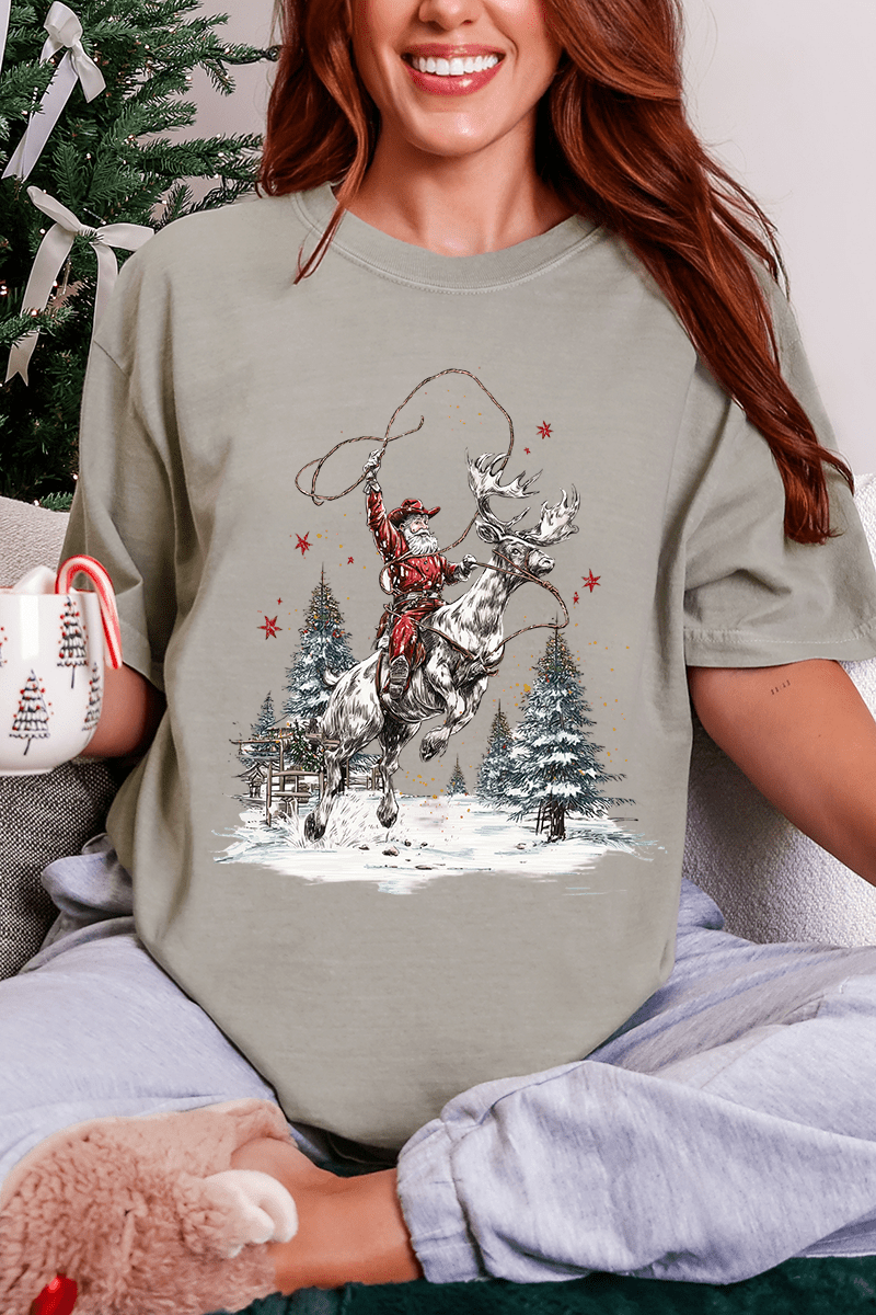 Retro Rodeo Santa Comfort Colors Adult Ring - Spun Cotton Tee - Wholesale Accessory Market