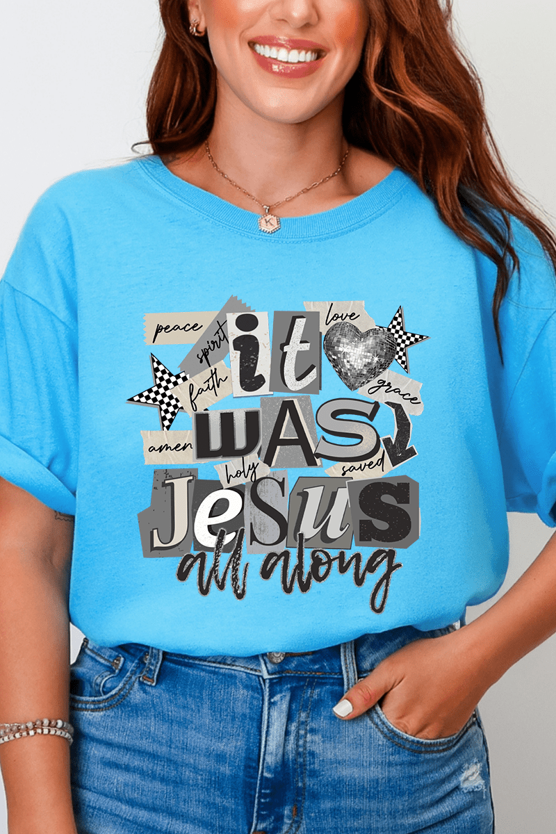 Monochromatic Jesus All Along Comfort Colors Adult Ring - Spun Cotton Tee - Wholesale Accessory Market