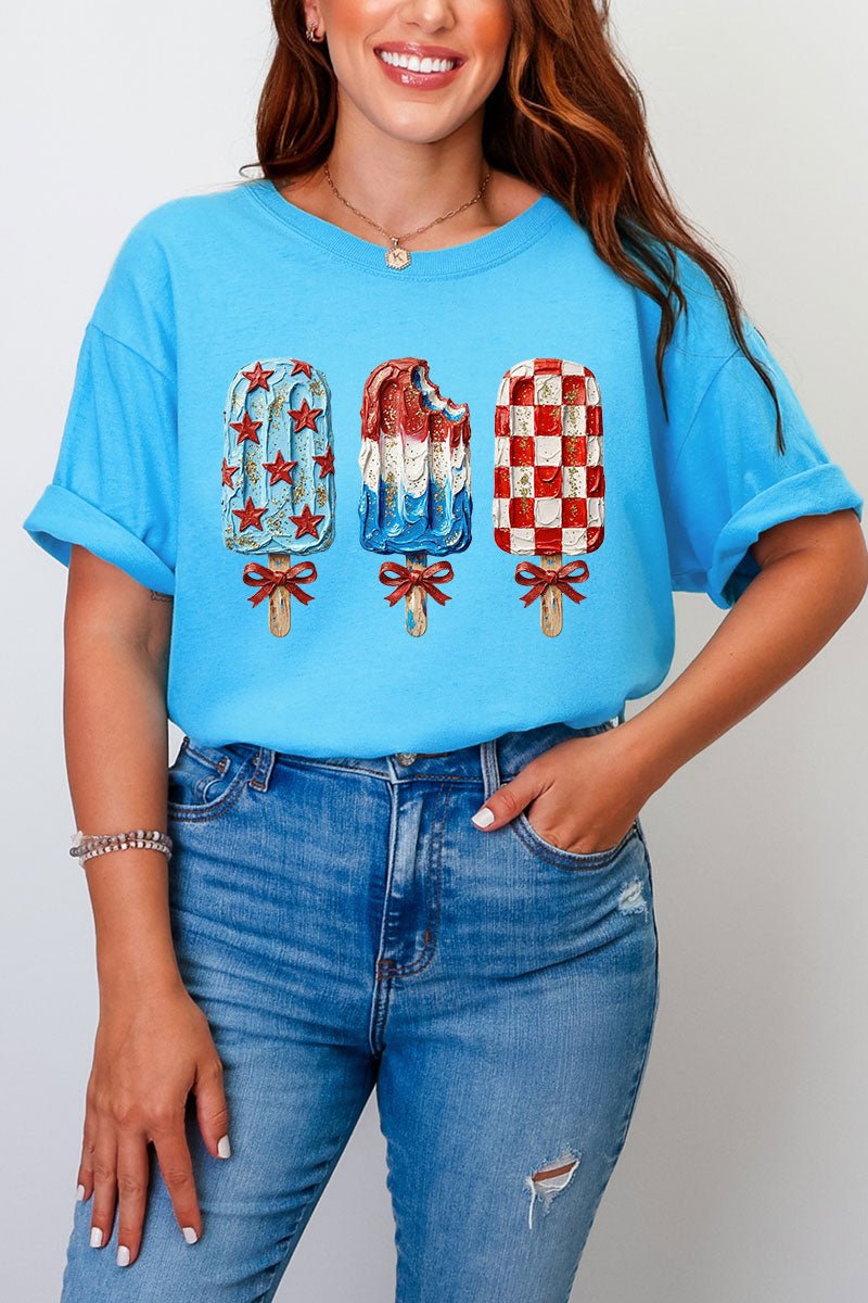 Painted Patriotic Popsicles Comfort Colors Adult Ring - Spun Cotton Tee - Wholesale Accessory Market