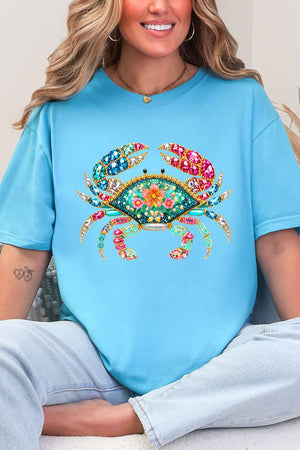 Seaside Sparkle Crab Comfort Colors Adult Ring - Spun Cotton Tee - Wholesale Accessory Market