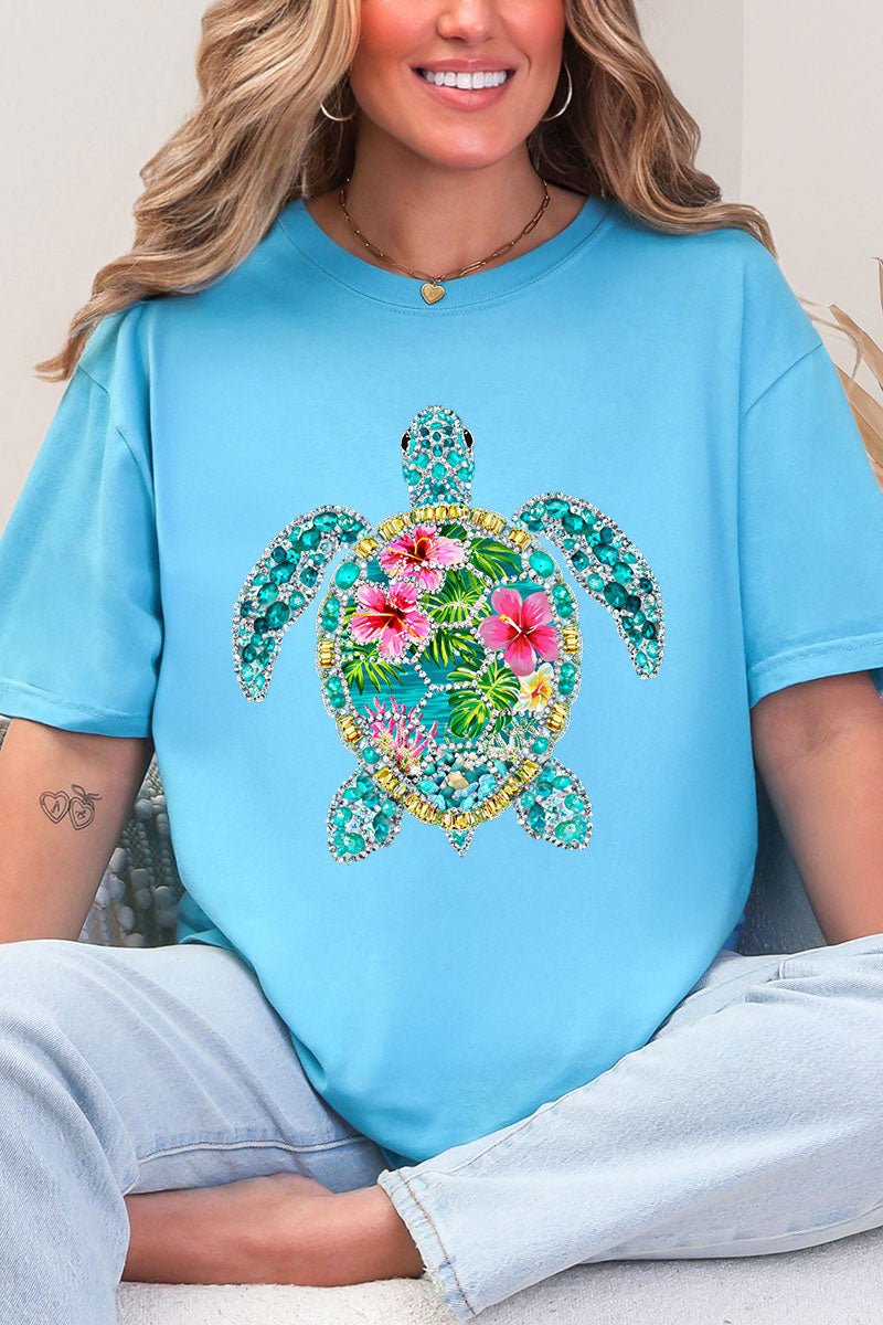 Seaside Sparkle Turtle Comfort Colors Adult Ring - Spun Cotton Tee - Wholesale Accessory Market
