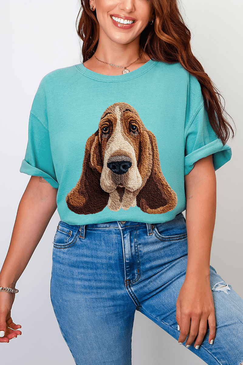 Faux Yarn Basset Hound Comfort Colors Adult Ring - Spun Cotton Tee - Wholesale Accessory Market