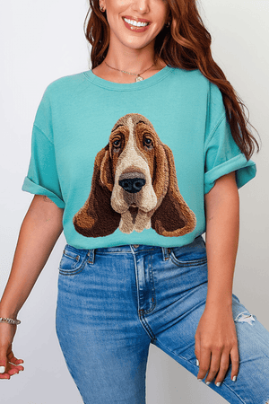 Faux Yarn Basset Hound Comfort Colors Adult Ring - Spun Cotton Tee - Wholesale Accessory Market