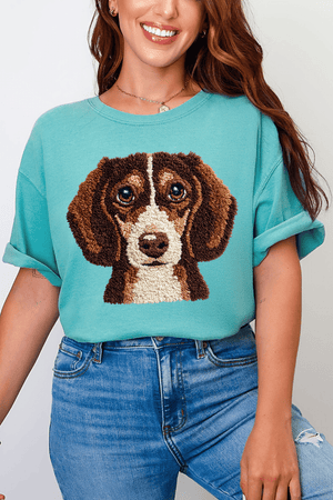 Faux Yarn Dachshund Comfort Colors Adult Ring - Spun Cotton Tee - Wholesale Accessory Market