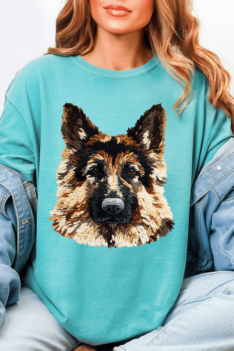 Faux Yarn German Shepherd Comfort Colors Adult Ring - Spun Cotton Tee - Wholesale Accessory Market