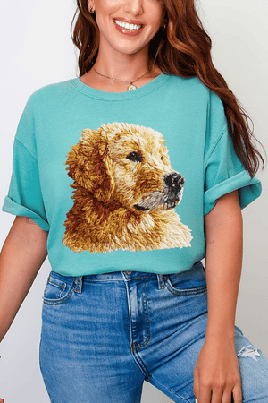 Faux Yarn Golden Retriever Comfort Colors Adult Ring - Spun Cotton Tee - Wholesale Accessory Market