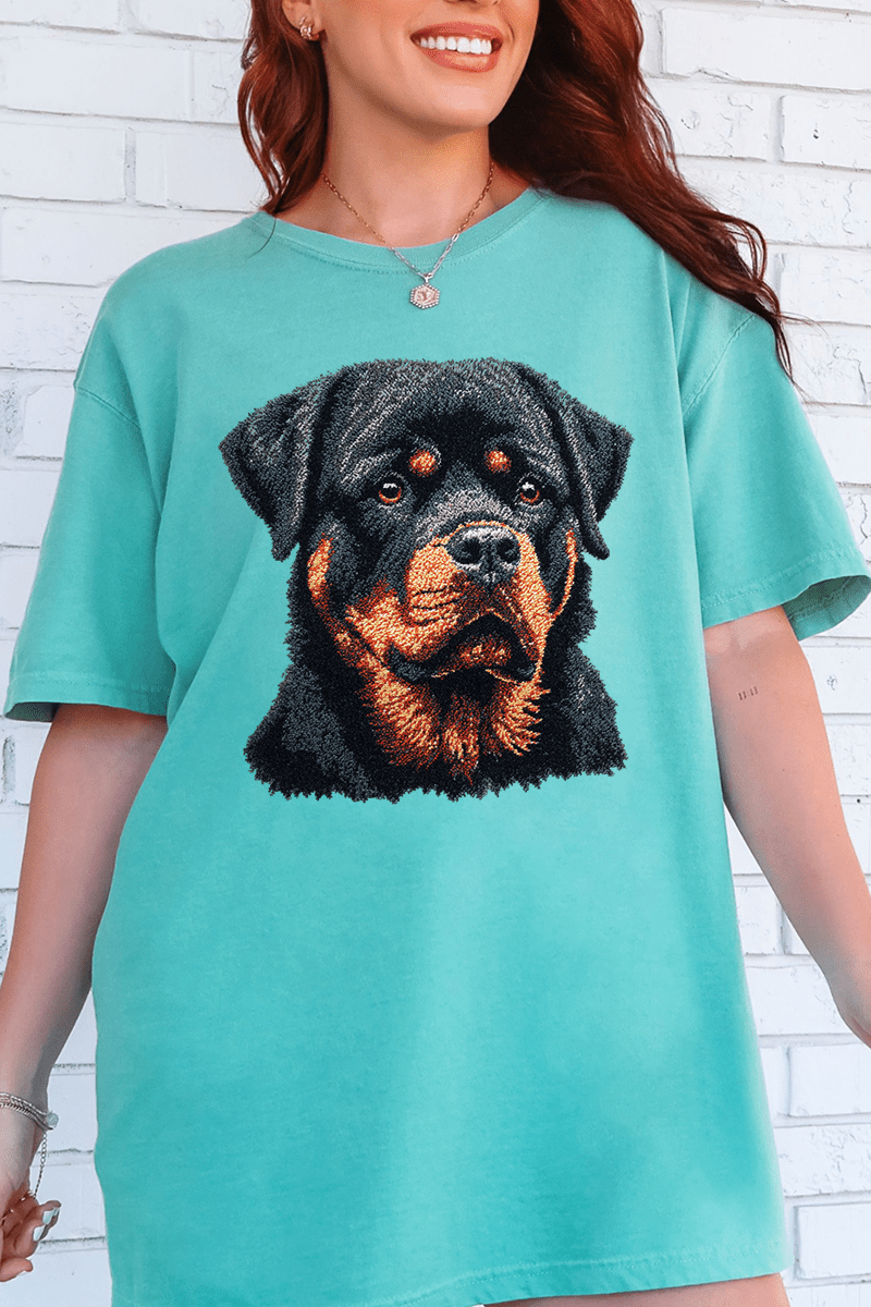 Faux Yarn Rottweiler Comfort Colors Adult Ring - Spun Cotton Tee - Wholesale Accessory Market