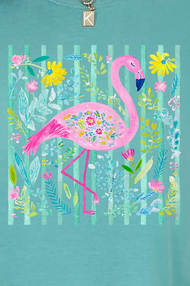 Flamingo Coastal Garden Comfort Colors Adult Ring - Spun Cotton Tee - Wholesale Accessory Market