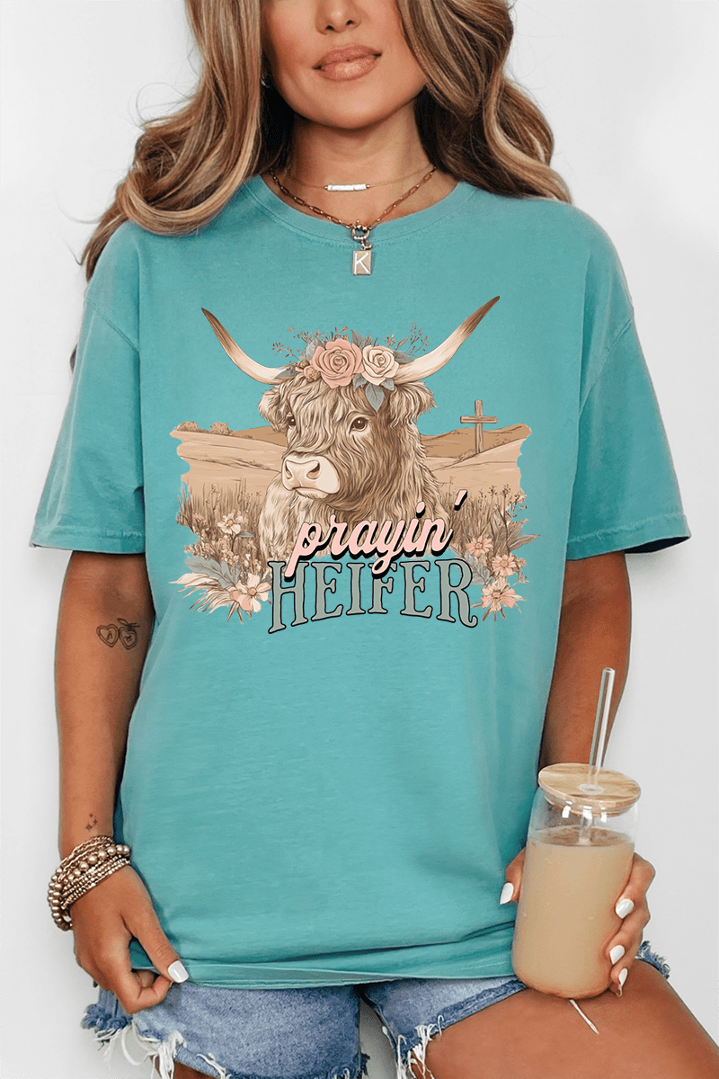 Prayin' Heifer Comfort Colors Adult Ring - Spun Cotton Tee - Wholesale Accessory Market