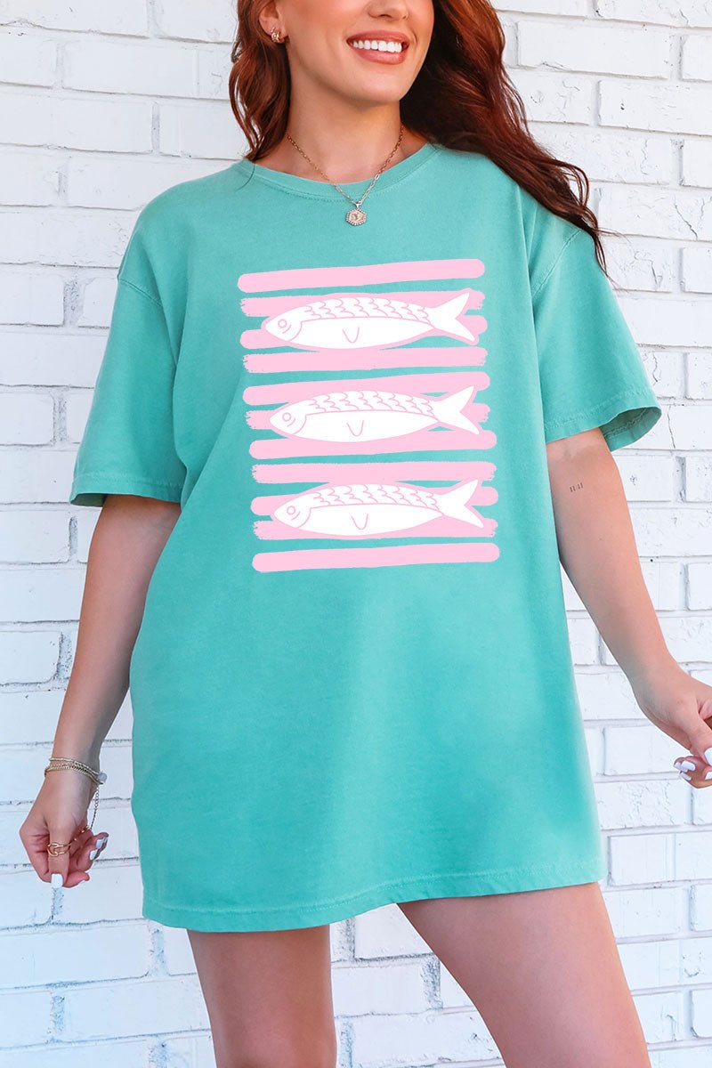 Preppy Pink Fish Comfort Colors Adult Ring - Spun Cotton Tee - Wholesale Accessory Market
