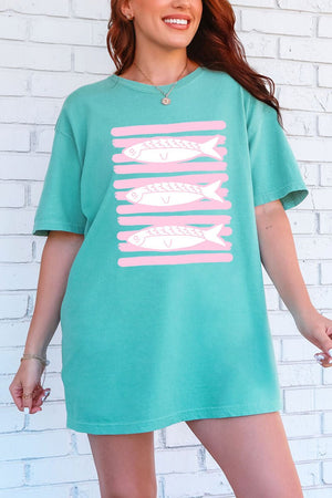 Preppy Pink Fish Comfort Colors Adult Ring - Spun Cotton Tee - Wholesale Accessory Market