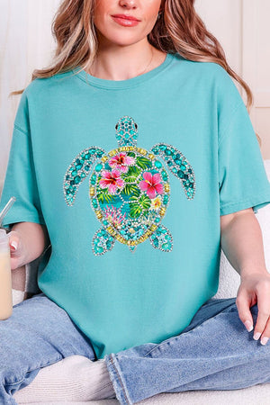 Seaside Sparkle Turtle Comfort Colors Adult Ring - Spun Cotton Tee - Wholesale Accessory Market