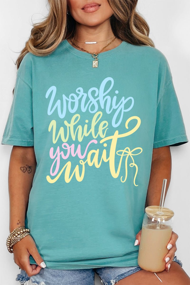 Worship While You Wait Comfort Colors Adult Ring - Spun Cotton Tee - Wholesale Accessory Market