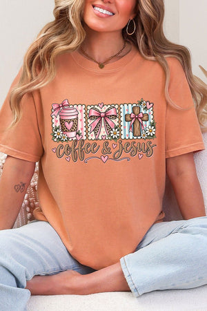 Coffee & Jesus Coquette Comfort Colors Adult Ring-Spun Cotton Tee - Wholesale Accessory Market