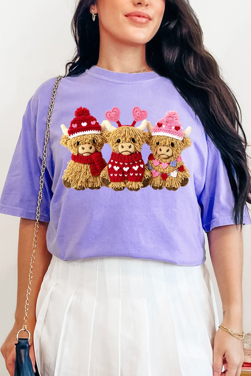 Faux Yarn Highland Hearts Comfort Colors Adult Ring - Spun Cotton Tee - Wholesale Accessory Market