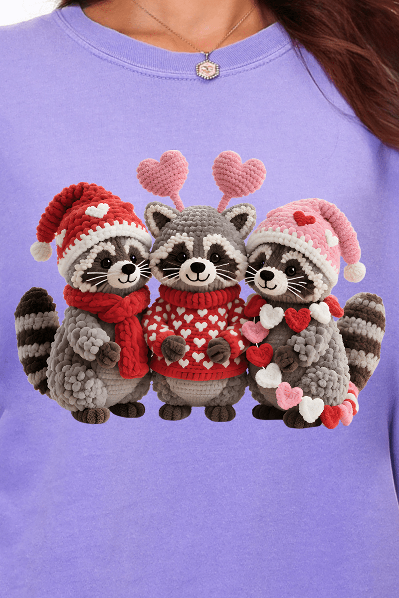 Faux Yarn Raccoon Romance Comfort Colors Adult Ring - Spun Cotton Tee - Wholesale Accessory Market