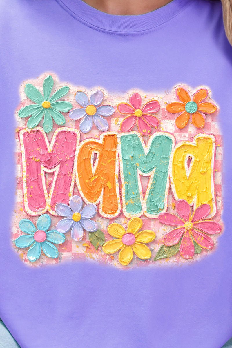 Floral Painted Mama Comfort Colors Adult Ring - Spun Cotton Tee - Wholesale Accessory Market