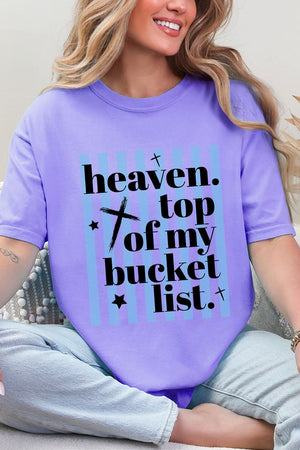 Heaven, Top Of My Bucket List Comfort Colors Adult Ring - Spun Cotton Tee - Wholesale Accessory Market
