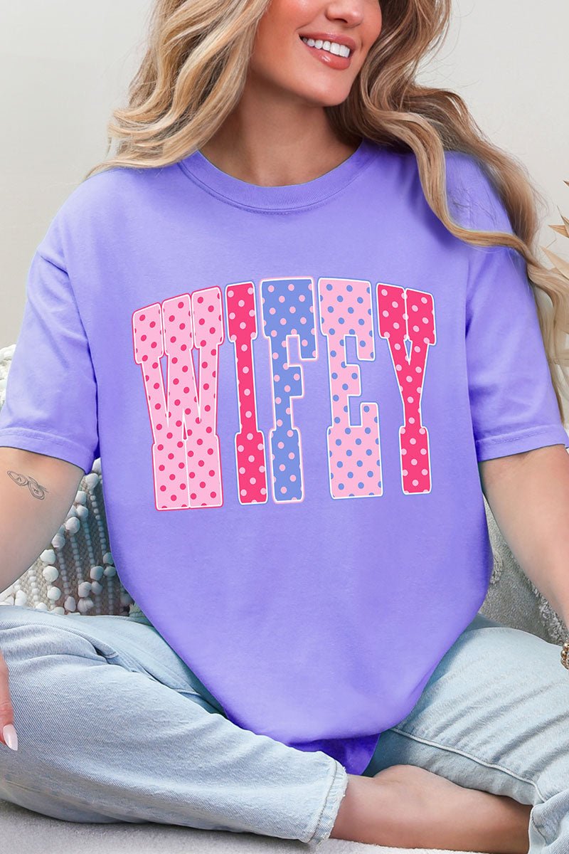 Polka Dot Pop Wifey Comfort Colors Adult Ring - Spun Cotton Tee - Wholesale Accessory Market
