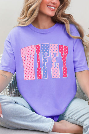 Polka Dot Pop Wifey Comfort Colors Adult Ring - Spun Cotton Tee - Wholesale Accessory Market